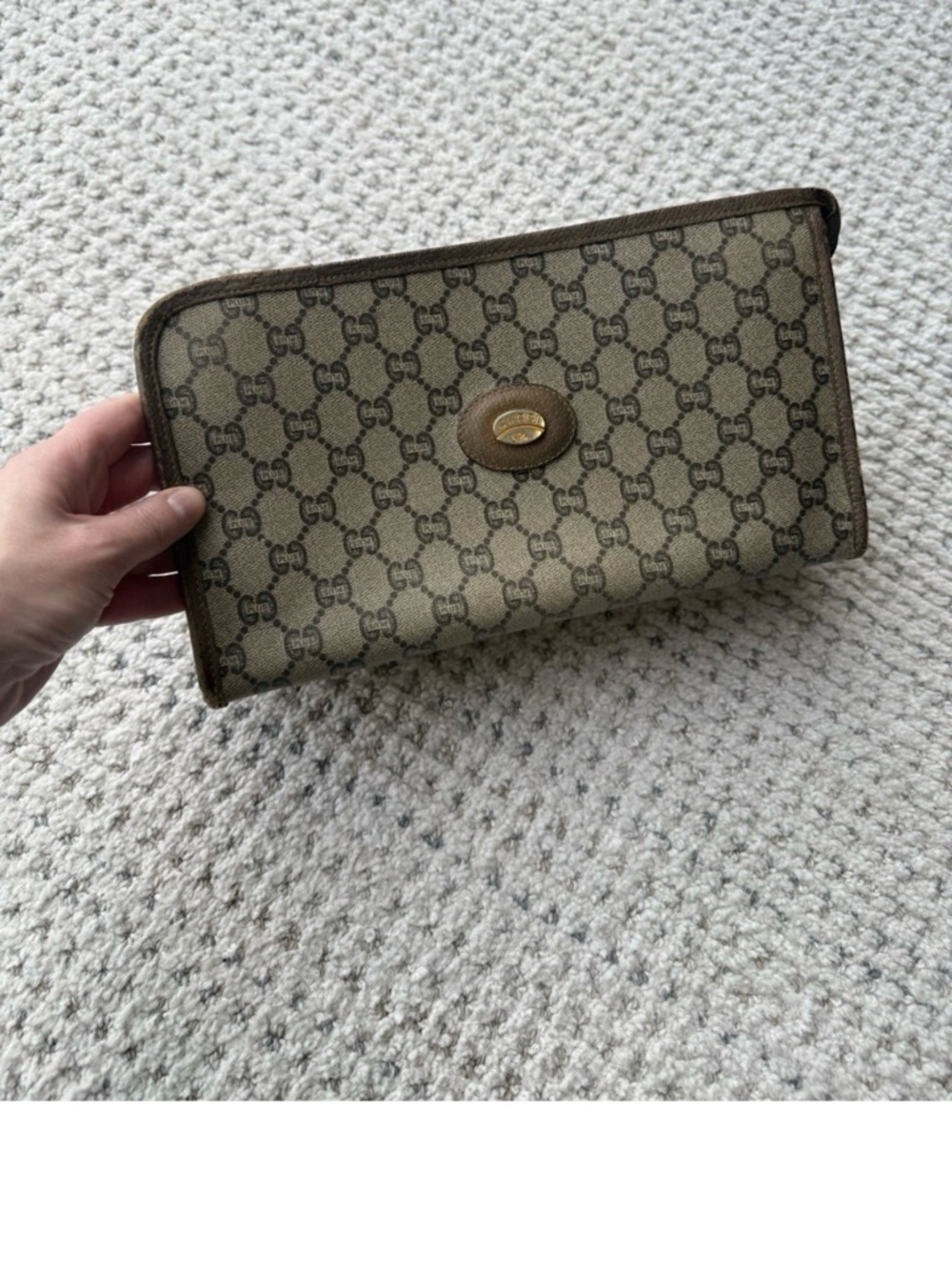 Gucci Beige and Brown Monogram Continental Zip Wallet